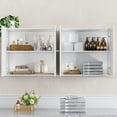 thumbnail image 4 of Rattan Wall Cabinets Set - Kitchen Wall Mounted Storage Cabinets with 2 Paper Rattan Doors and Shlelf Adjustable in Laundry or Bathroom Over The Toilet,One Set of 2 Pcs, in White, 4 of 6