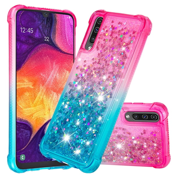 Funda para Samsung Galaxy A50/A30S/A50S Transparente con Brillos Carcasa Protectora Antigolpes con Glitter Brillante