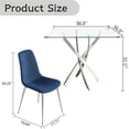 thumbnail image 3 of 5-Piece 36" Square Glass Dining Set, Clear Tempered Glass Table & 4 Velvet Chairs with Stainless Steel Legs for Kitchen, Meeting Room, 3 of 8