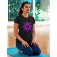 thumbnail image 2 of Mandala Flower Degraded Purple Graphic Women Black T-Shirt, Female XX-Large, 2 of 4