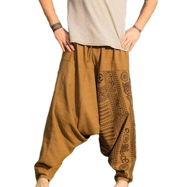 Touhou Gymnastics Subsidy MAWCLOS Drawstring Yoga Boho Hippie Pants for Men Wide Leg Cotton Harem  Pants Pocket Hippie Printed Drop Crotch Pants - Walmart.com