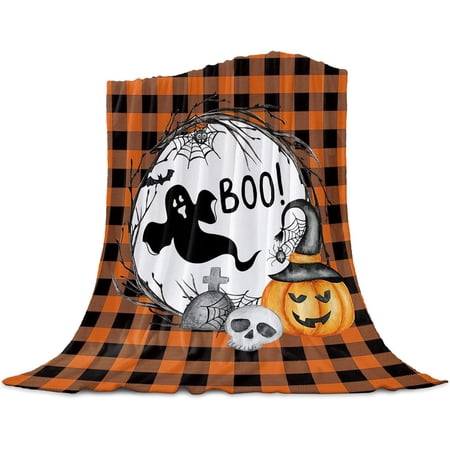 Halloween Boo Throw Blankets Ghost Spooky Pumpkin Witches Hat Soft Fleece Blanket Decorative for Home Sofa Couch Chair Living Bedroom 50×60 inches Buffalo Check Plaid Orange Black Halloween Boo Throw Blankets Ghost Spooky Pumpkin Witches Hat Soft Fleece Blanket Decorative for Home Sofa Couch Chair Living Bedroom 50×60 inches Buffalo Check Plaid Orange Black