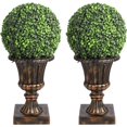 thumbnail image 1 of Qinaqin 2 PCS 12" Artificial Plant Topiary Ball con Pot Fau x Bo wood Balls LE cm de Profundidad Outdoor Set para Backyard Balcony Garden Anchoedding y de, 1 of 7