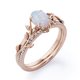 thumbnail image 4 of JeenMata Anillo de Bodas con Diseño de Hoja de Moissanita y Ópalo Arcoíris Ovalado de 1,5 Quilates Engastado en Oro Rosa de 18 K sobre Plata, 4 of 6