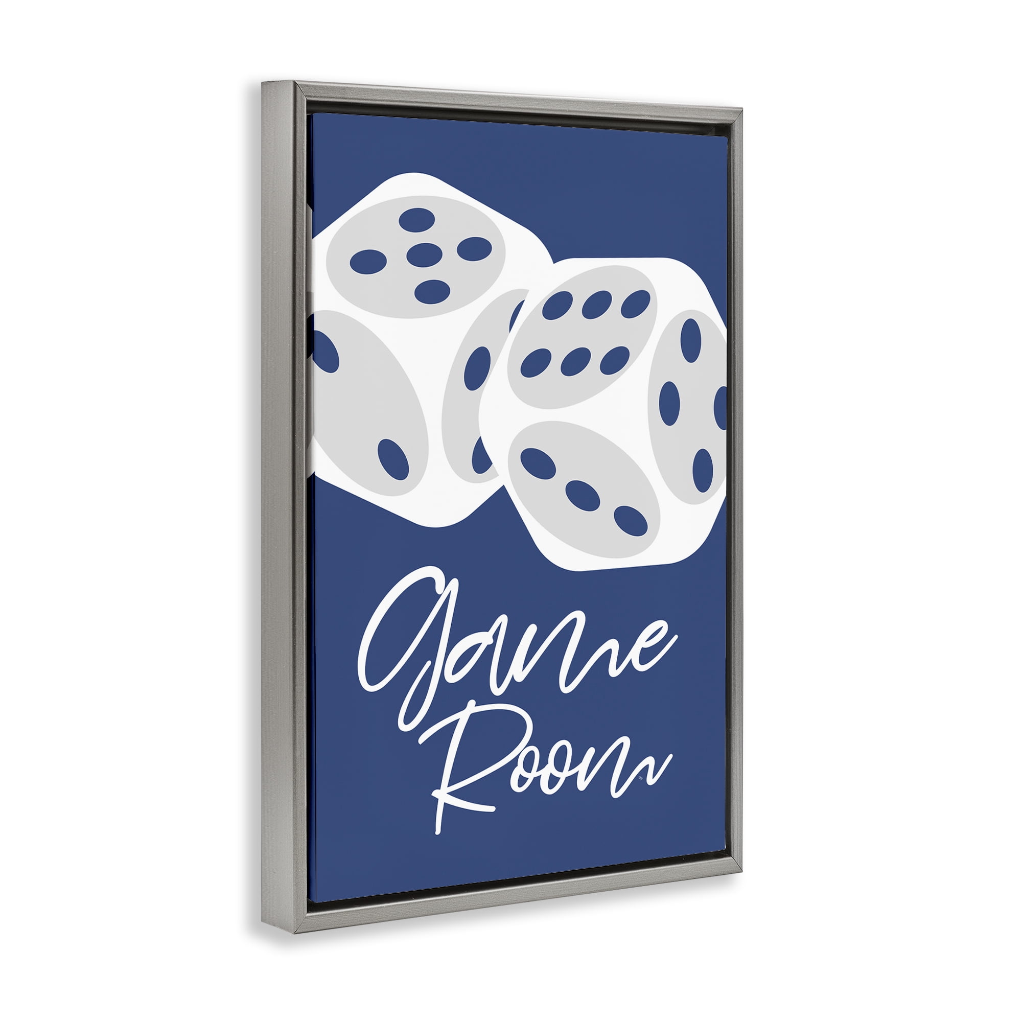 Stupell Industries Game Room with Dice Entertainment Painting Gray Floater Framed Canvas Art Print Wall Art, 21 x 31