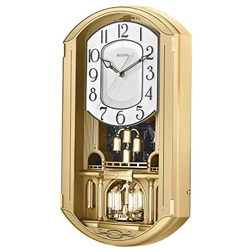 Bulova Golden Music Chime Wall Clock with 12 Melodies and K
