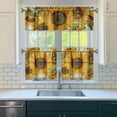 thumbnail image 3 of Country Wildflower Curtains 24 Inch Short - 3 Panel Vintage Bohemian Farmhouse Set with Floral Print, Rod Pocket Kitchen, 3 of 6