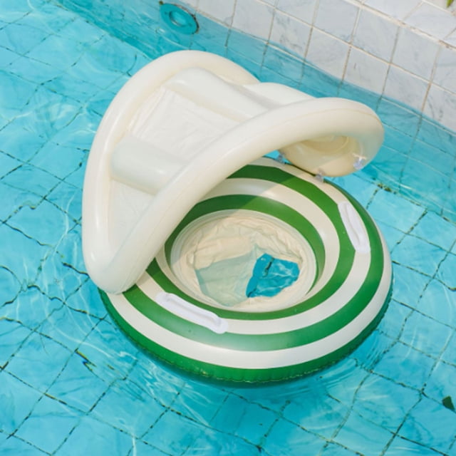 Cipaher Bebé Flotador con Asiento Parasol Desmontable y Soporte de Seguridad, Anillo de Natación Infantil para Playa, Piscina, Lagos (Verde)