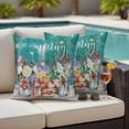 thumbnail image 4 of Spring Flowers Outdoor Waterproof Pillow Covers, Farmhouse Watercolor Teal Wood Grain Decorative Square Throw Pillowcase Sofa Cushion Sham for Patio/Couch/Chair, 26"x26" 2 Pack, 4 of 8