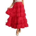 thumbnail image 5 of DHFJKG Tutus For Women Mesh Layered Ruffle Skirts High Waist Flared A-Line Loose Fit Elegant Party Casual Wear Trendy Skirt, 5 of 5