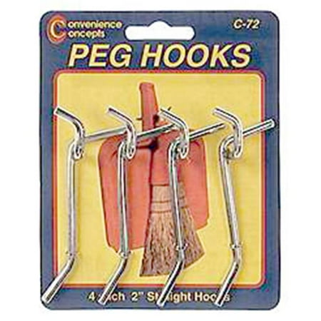 Convenience Concepts 100 Count 6in. Straight Single Pegboard Hooks B-76 - Pack of 100