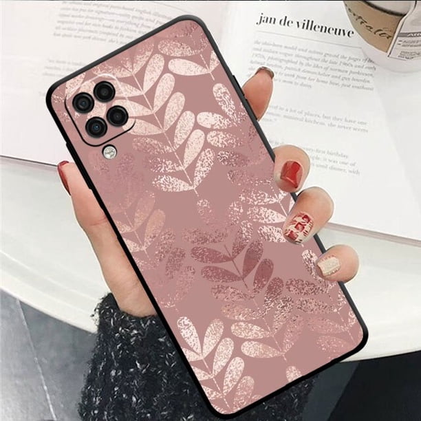 Funda mate con armadura de corazón de amor rosa y oro negro para Samsung Galaxy A21s, A12, A22, A13, A52, 5G, A11, A71, A32, A51, 4G, A72, A31, A23, A53, A33 QYM unisex