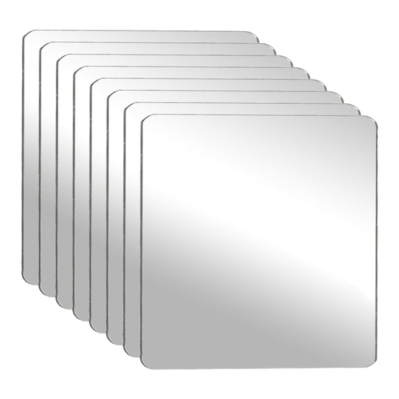 Uxcell 8Pcs Shatter Proof Acrylic Mirror, 1.Uxcell 6" Square Round Corner Mirror(Self Adhesive, Safety, Shatterproof) Suited to Bathroom Science Home Gym Wall Decor