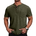 thumbnail image 2 of Men's Henley Shirts Casual Short Sleeve Button T-Shirt with Pocket, 2XL, 2 of 6