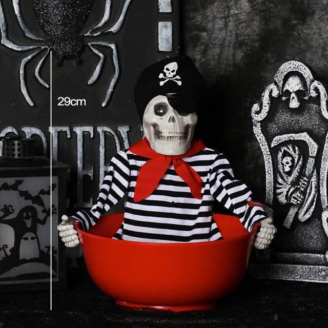 Juguete eléctrico de Halloween, cuenco de dulces con mano de calavera de salto, Ojos de miedo, decoración espeluznante para fiesta, cuenco de calavera encantada, Bar Ktv, utilería de terror
