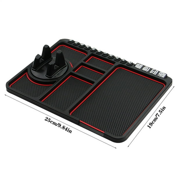 Alfombrilla antideslizante para salpicadero, soporte para teléfono móvil, cojín de almacenamiento de silicona de navegación multifuncional para salpicadero de coche