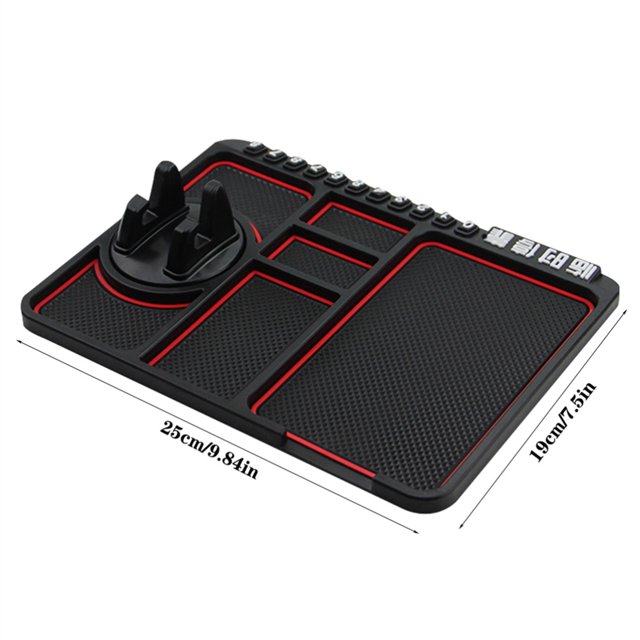 Alfombrilla antideslizante para salpicadero, soporte para teléfono móvil, cojín de almacenamiento de silicona de navegación multifuncional para salpicadero de coche