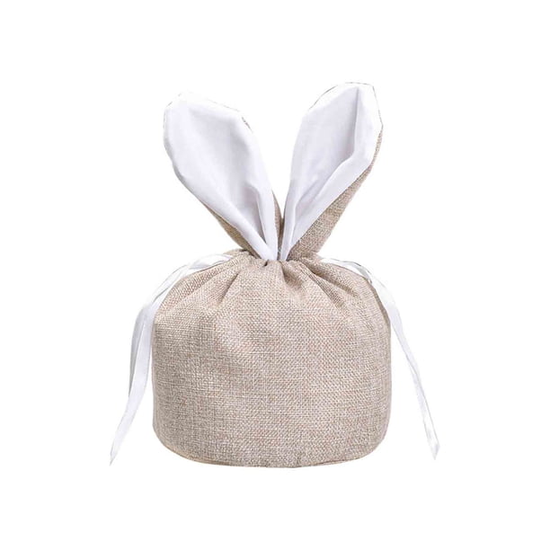 Bolsas de Dulces para los Favores de la Fiesta Bolsa de Regalo de Pascua Diseño de Huevo de Conejo Cordón de Lino 18x18cm para Regalos de Regalos, Bolsas Pequeñas de Favor de la Fiesta