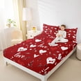 thumbnail image 4 of Homewish Cute Heart Loves Queen Sheet Sets,Romantic Valentine'S Day Flat Sheet,White Red Queen Fitted Sheet For Girls Kids,Breathable Home Decor,4 Pieces, 4 of 7