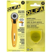 OLFA 28MM Rotary Cutter with 5 Blade Refill for Quilting, Sewing, and Crafts
