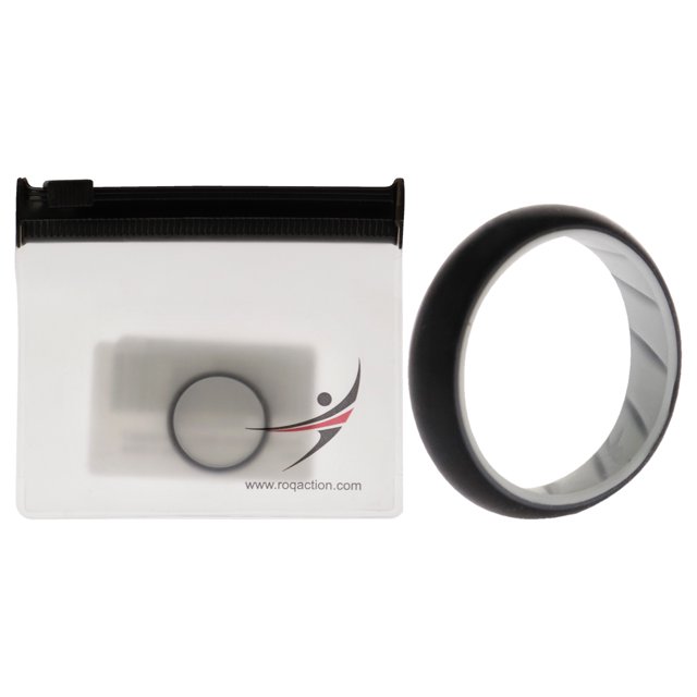 Anillo de boda BR sólido de silicona - Blanco-Negro de ROQ para mujer - Anillo de 7 mm