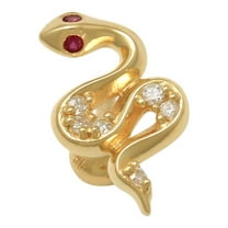 Anygolds 14K Real Solid Gold 0.038ctw Diamond Snake Cartilage Daith Helix Tragus Conch Rook Snug Ear Post Stud Piercing Earring Body Jewelry 18Gauge - MBJ4831-6Y Yellow Gold