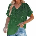 thumbnail image 2 of Womens Summer Tops V Neck Short Sleeve Shirts Trendy Casual Vacation Printing Tee Shirts, 2 of 7