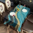 thumbnail image 2 of Blue Gold Wave Marble Pattern Rectangle Tablecloth 60"x120",Waterproof Polyester Rectangle Table Cloth, Wipeable Spillproof Polyester Tablecloth for Dining, Camping, Indoor and Outdoor, 2 of 6