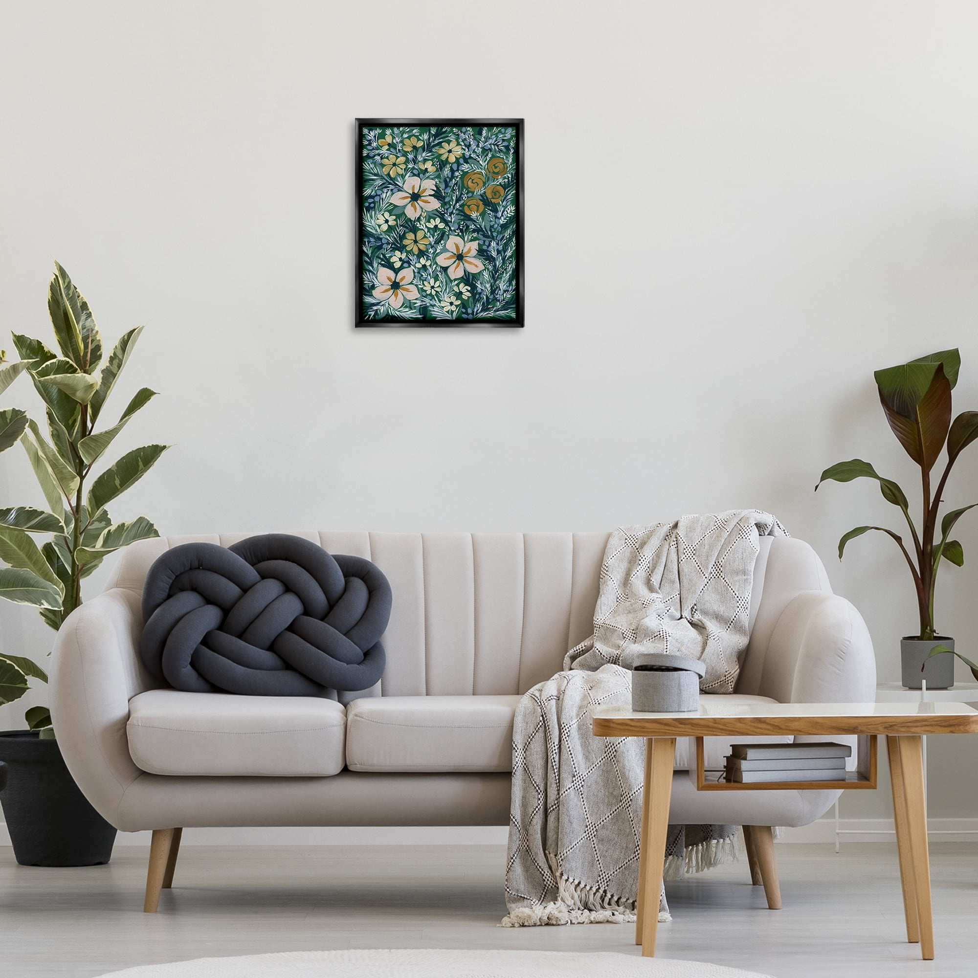 Stupell Industries Summer Boho Florals Botanical & Floral Painting Black Floater Framed Art Print Wall Art, 17 x 21