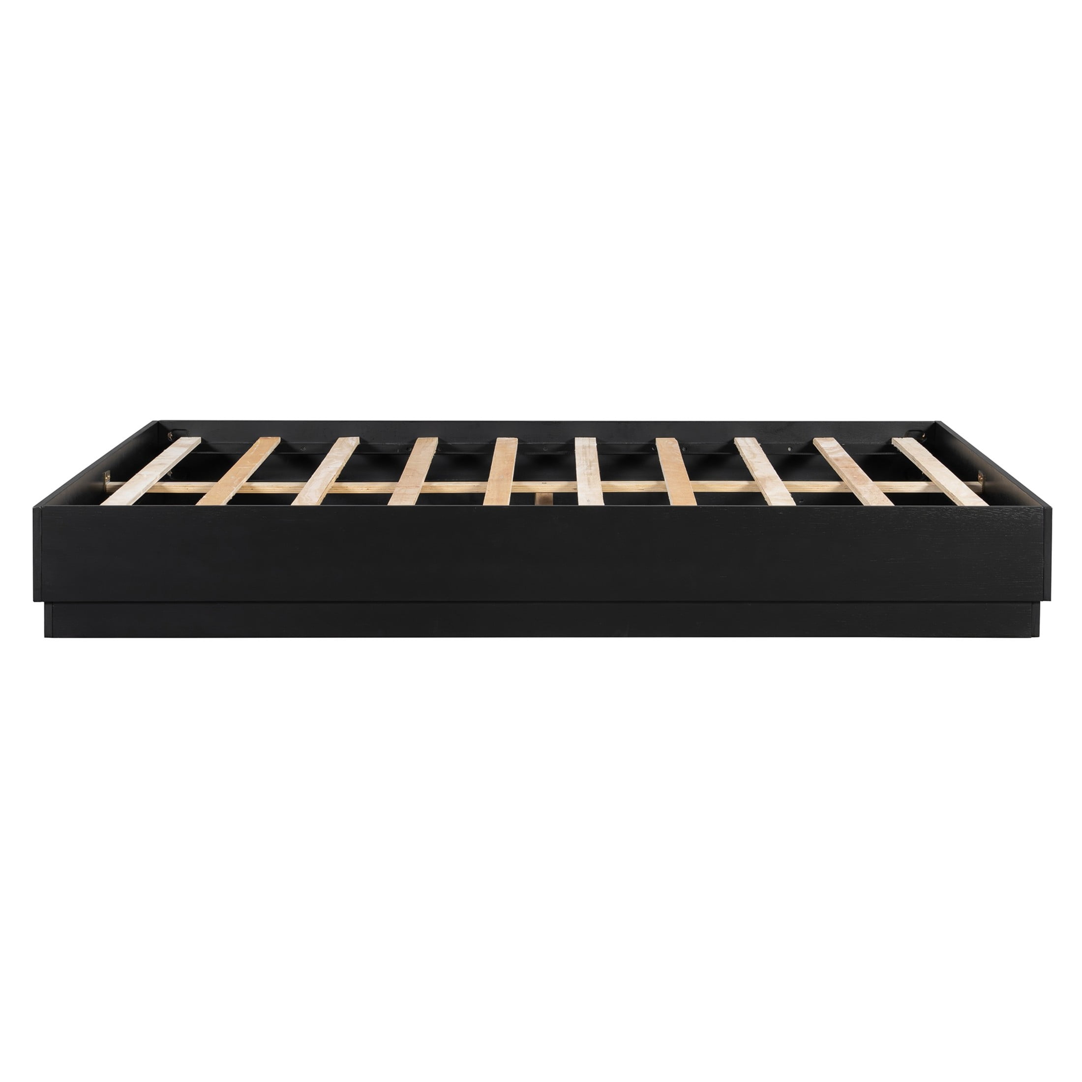 Christopher Knight Home Queen Platform Bed Frame with Wood Slat Support, Low Profile Design, Black