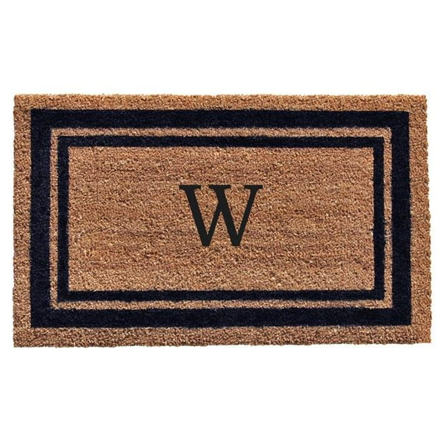 Calloway Mills 153002436W 24 x 36 in. Dark Blue Border Monogram Rectangular Doormat, Natural - Letter W