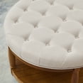 thumbnail image 5 of CQSXDA Large Round Upholstered Tufted Linen Wood Shelf Storage Coffee Table, For Living Room, Ivory, 5 of 7