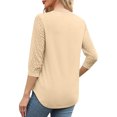 thumbnail image 6 of BSDJILFG 3/4 Sleeve Tops for Women White Lace Sleeve Shirt Dressy Casual Loose V-Neck Tunic Blouses Workwear, 6 of 9
