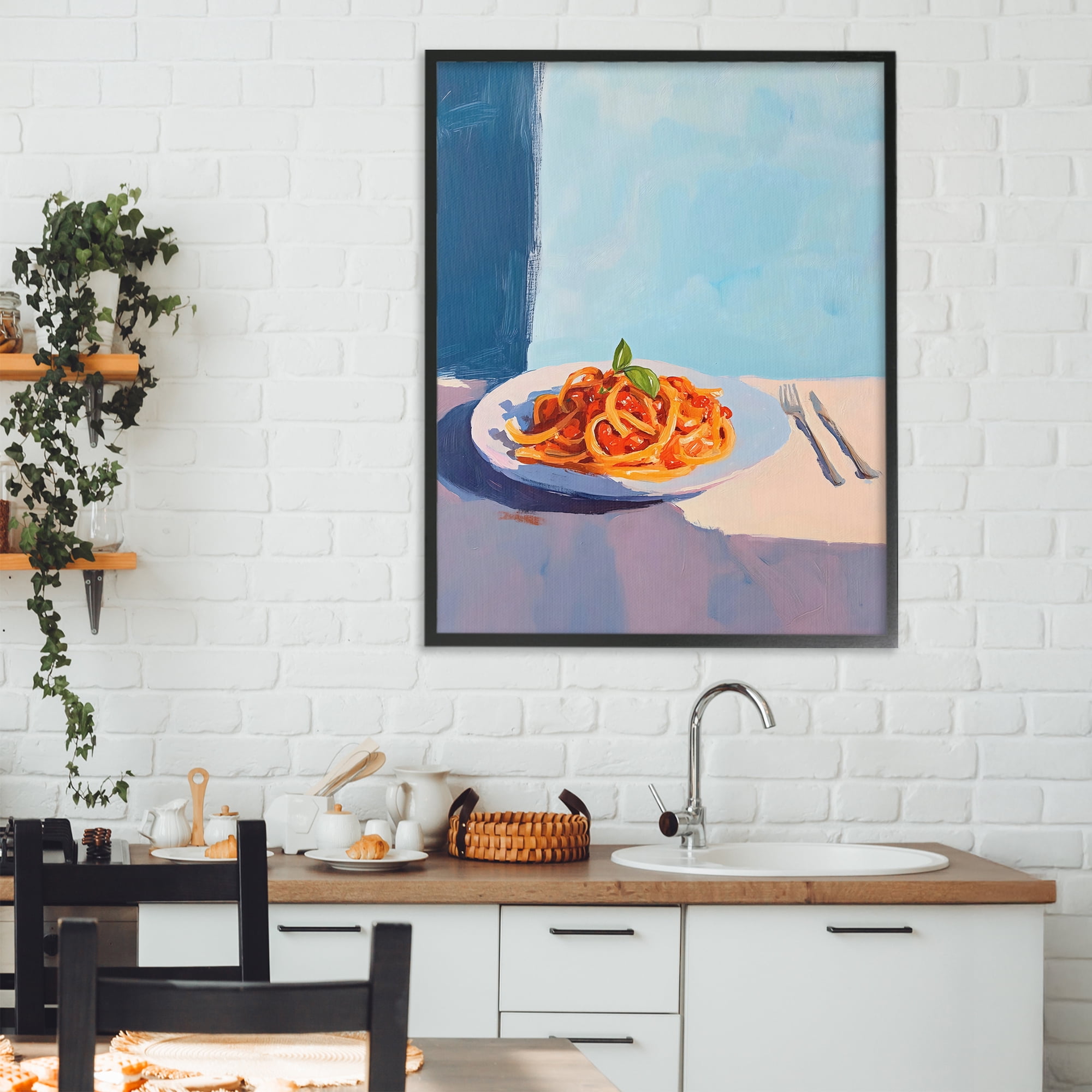 Stupell Industries Italian Spaghetti on Plate Black Framed Giclee Art, design by The Prints Vibe