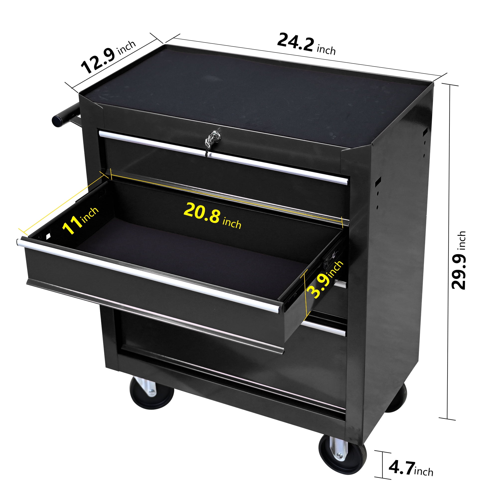 ARTMAN  4 Drawer Rolling Stoage Tool Chest, Tool Box with Wheels, Heavy Duty Industrial Service Cart Storage Organizer with Locking System for Garage, Warehouse, Workshop, Repair Shop