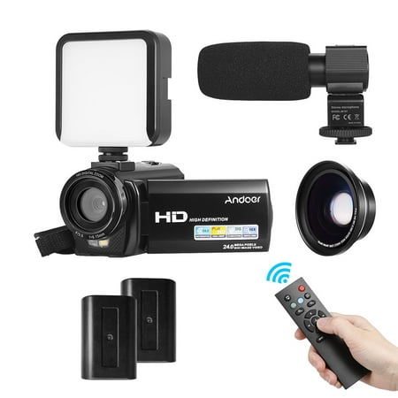 Image of Andoer Video Camera Batteries + 0.39X Camera DV 16X HDV-201LM 1080P FHD Inch LCD Screen 0.39X Wide Lens Wide Lens + 1080P FHD Video 16X 3.0 Inch Screen 2pcs DV 16X 3.0 + 0.39X Wide FHD Video Camera