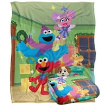 Sesame Street Furry Friends Forever Elmo Abby Cookie Monster Presents Kids Silky Touch Blanket, 50'x60'