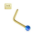 thumbnail image 4 of Nose Ring 20g 14Kt. Gold L Bend Nose Stud Ring with 2mm Opal Ball, 4 of 7