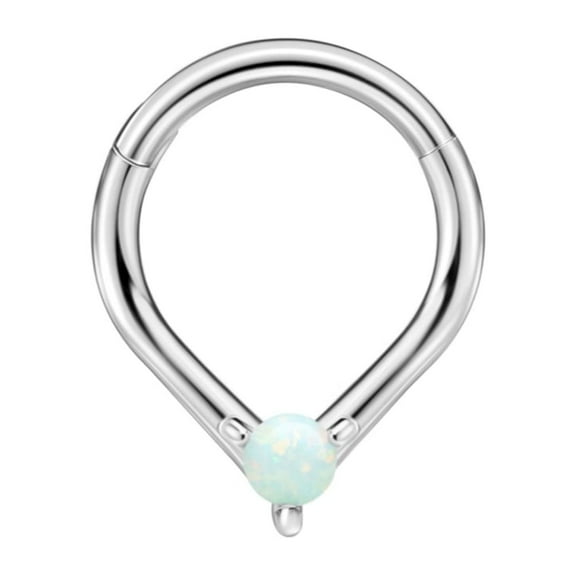 White Round Opal Septum Rings for Women 16 Gauge Septum Jewelry 16g 8mm Teardrop Septum Hoop
