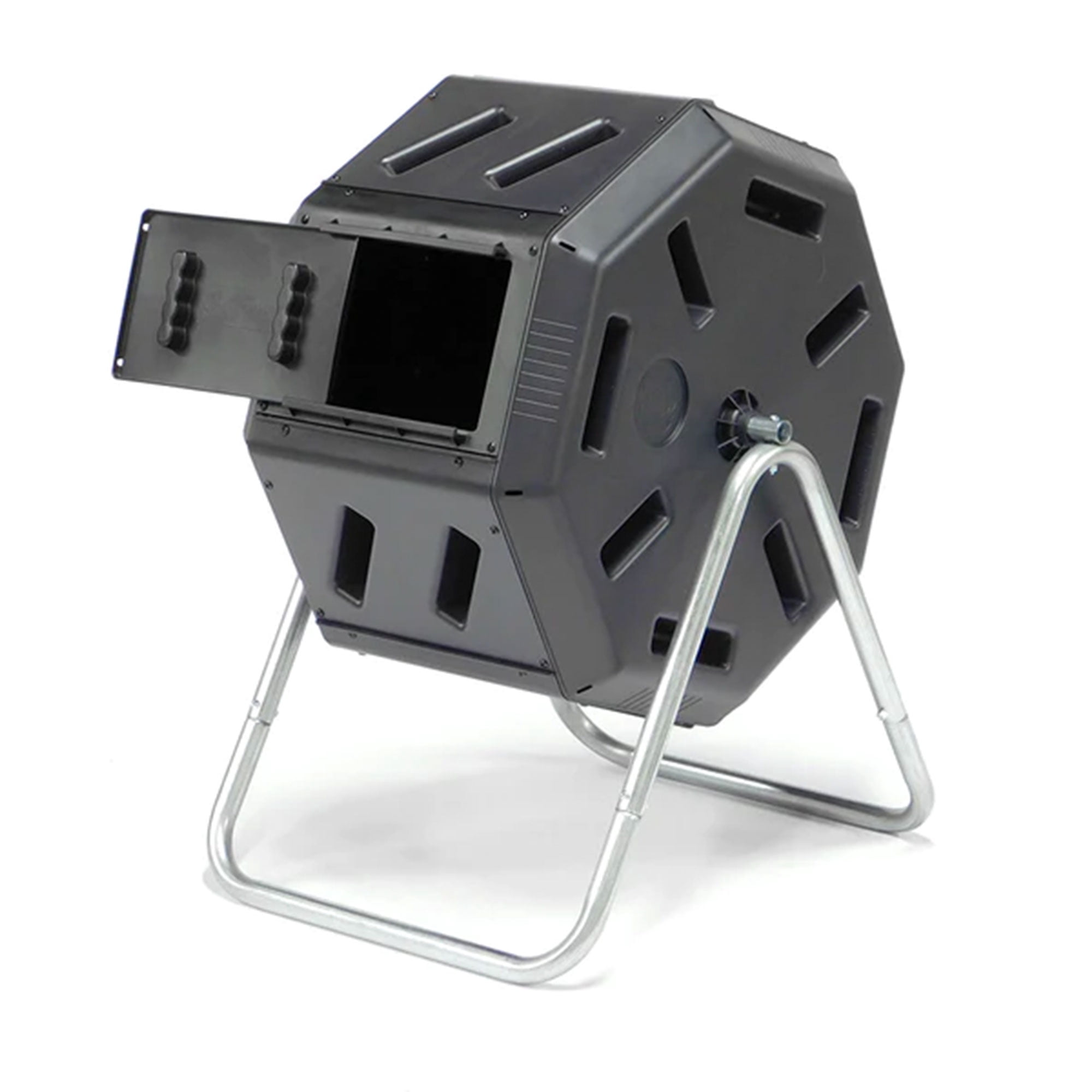 FCMP Outdoor 22.5 Gallon Tumbling Composter Bin with Aeration Holes, Black
