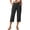 Black, variant on High Waist Striped Capri Pants for Women, Wide Leg Cropped Trousers with Pockets - Casual Summer Linen Look Culottes Blue XXL