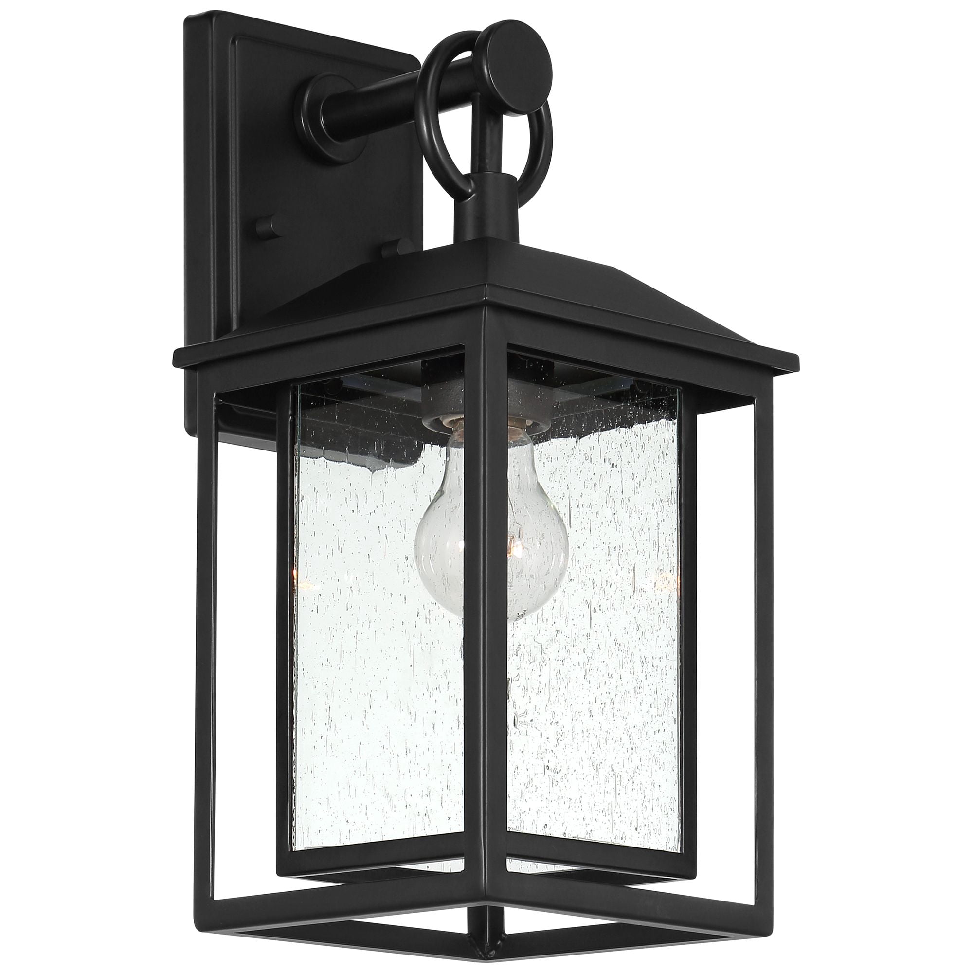 Franklin Iron Works Califa Mission Outdoor Wall Light Fixture Black Metal 15 1/4" Clear Seedy Glass for Post Exterior Barn Deck House Porch Yard Patio