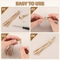 thumbnail image 4 of Uxcell 12 Pcs Tassel Cord End Cap, Alloy Leather End Caps with Screw and Chain, Tassel Tips for Bag Keychain DIY Crafts Jewelry Making, Style 1, Golden, 4 of 6
