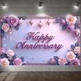 thumbnail image 5 of Purple Theme Happy Anniversary Banner Romantic Anniversary Display Rose Decoration Silk Ribbon Romantic Backdrop for Wedding Anniversary Romantic Party Anniversary Celebration, 5 of 9