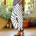 thumbnail image 2 of FRSASU Cotton Linen Pants Women Elastic High Waisted Beach Pants Polka Dot Printed Casual Loose Lightweight Wide Leg Trousers with Pockets White, 2 of 6