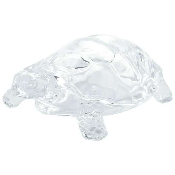 8.5" Crystal Clear Hand Blown Glass Turtle Figurine