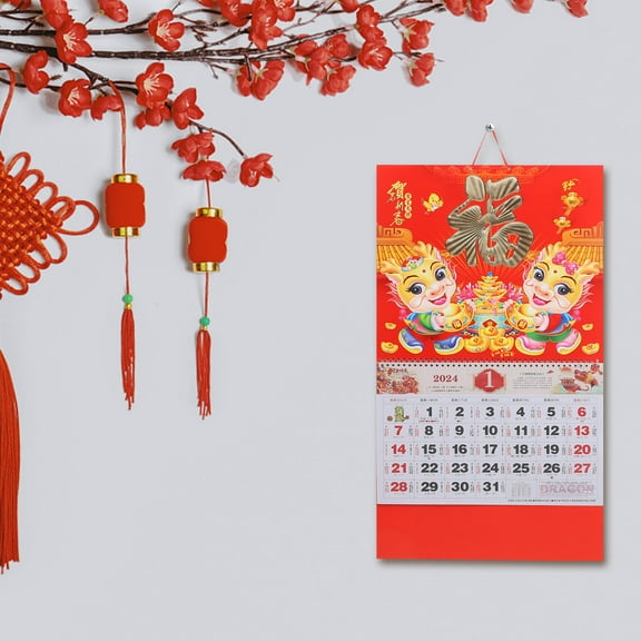 WHAMVOX Delicate Hanging calendar with Premium Printing and Lunar Dates for Home Use Multi Color 12 Months