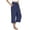 Navy, variant on DuoJiaJ Womens Cotton Linen Capri Pants Summer Wide Leg High Waist Casual Pant with Pockets Beach Travel 2026 Black L