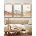 thumbnail image 4 of SHENIFY Landscape Mountain Range Wall Art 16x24in3pcs Natural Framed Set Watercolor Ink Wash Nature Scenry Sunrise Flying Bird Farmhouse Rustic Modern Art Decorative for Living Room Bedroom, 4 of 5