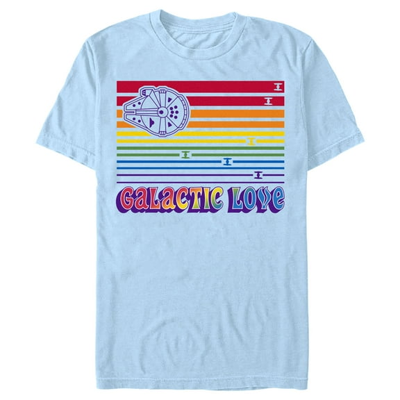 Men's Star Wars Porg Pride Rainbow Logo Graphic Tee Light Blue Large